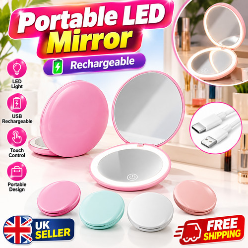 Led travel makeup mirror - led,