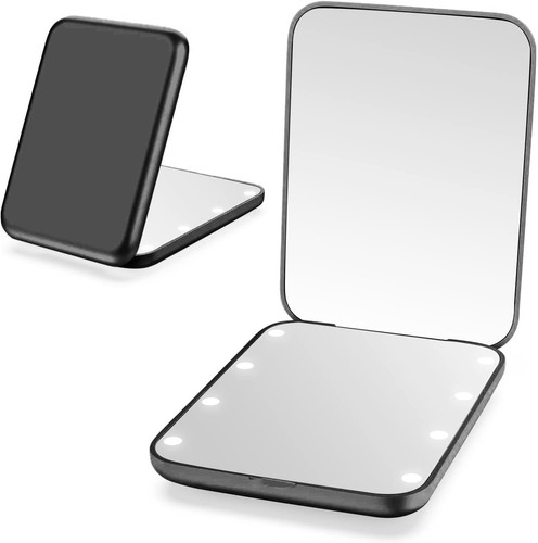 Lighted travel makeup mirror - lighted,
