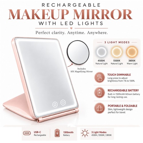 Rechargeable make mirror - rechargeable,