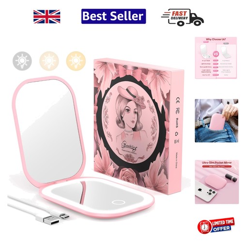 Lighted travel mirror - lighted,
